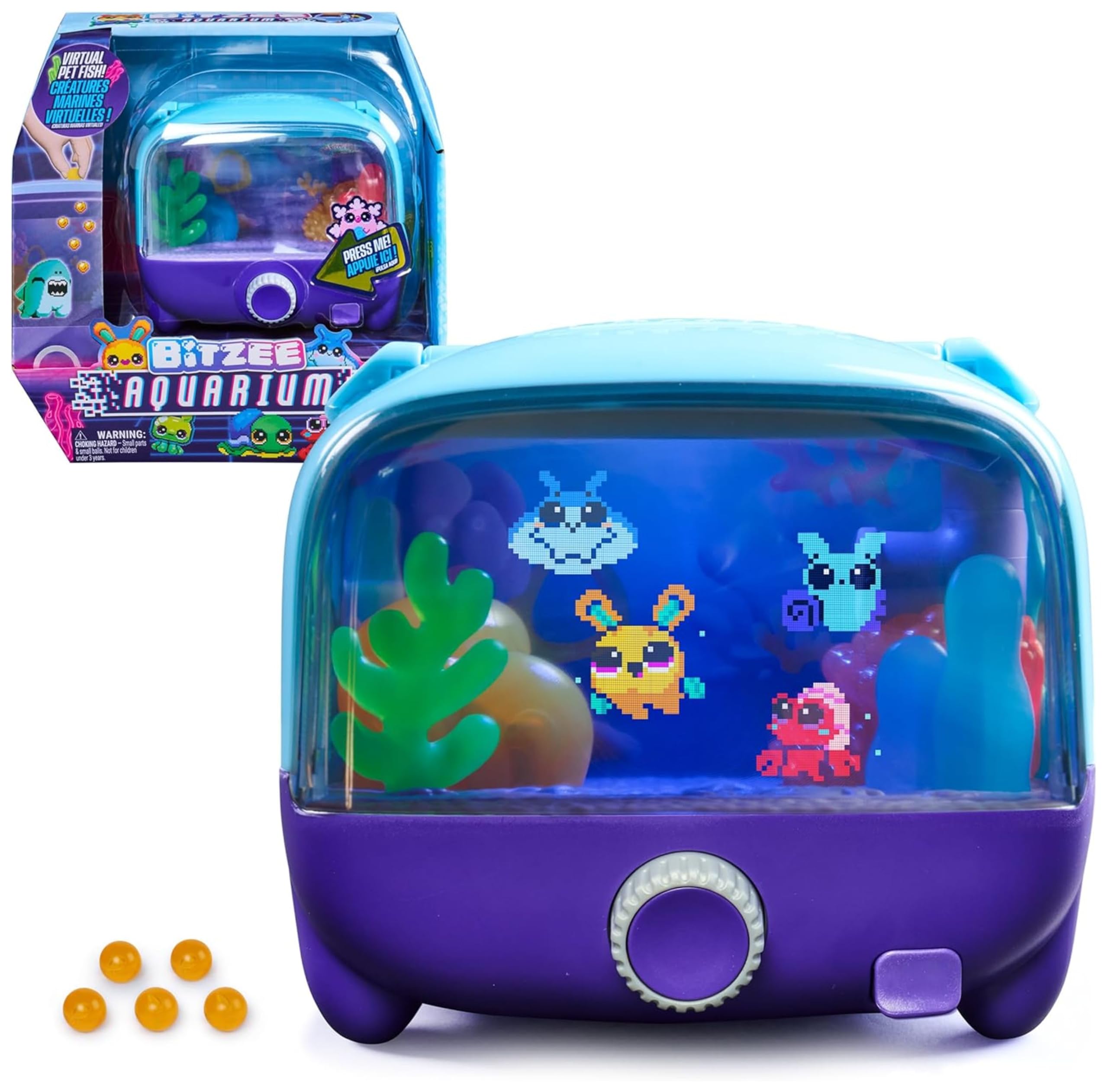 Bitzee Aquarium, Tanque Interactivo con 30 Criaturas Marinas Digitales, Gran Pantalla y Luces LED, Mascotas electrónicas táctiles Que reaccionan al Toque, Regalo Ideal para niños y niñas Desde 5 años