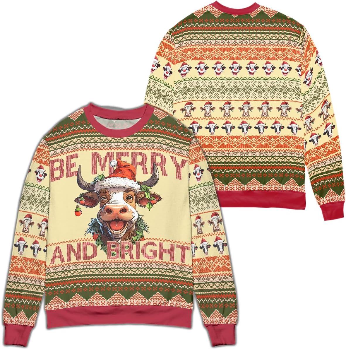 ThuhaTree Store Animal Christmas All-Over Print Sweater (S-5XL), Animal Ugly Christmas Sweater, Animal Christmas Sweater
