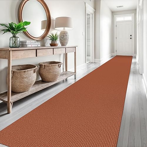 Vista 132 de EARTHALL - Tapete tejido lavable con parte trasera de goma, tapete trenzado de algodón antideslizante para interiores para entrada, pasillo, cocina