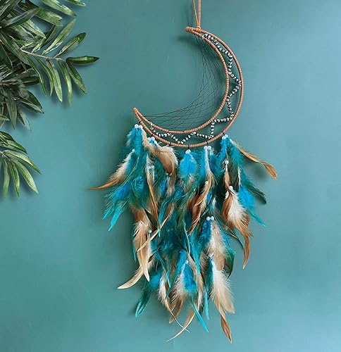 Miniatura 6 de Atrapasueños verdes, atrapasueños de luna grande para dormitorio, perfecto atrapasueños hecho a mano, decoración de pared, adorno colgante para