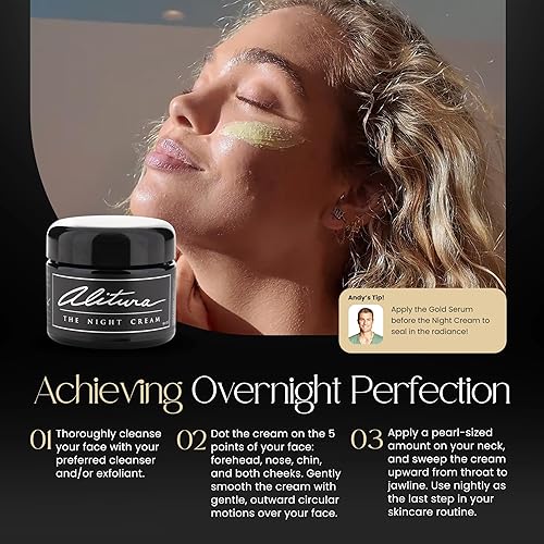 Miniatura 5 de Alitura Crema de noche antienvejecimiento con ácido hialurónico - para hombres y mujeres - para piel radiante - Crema antiarrugas para cara con 10%