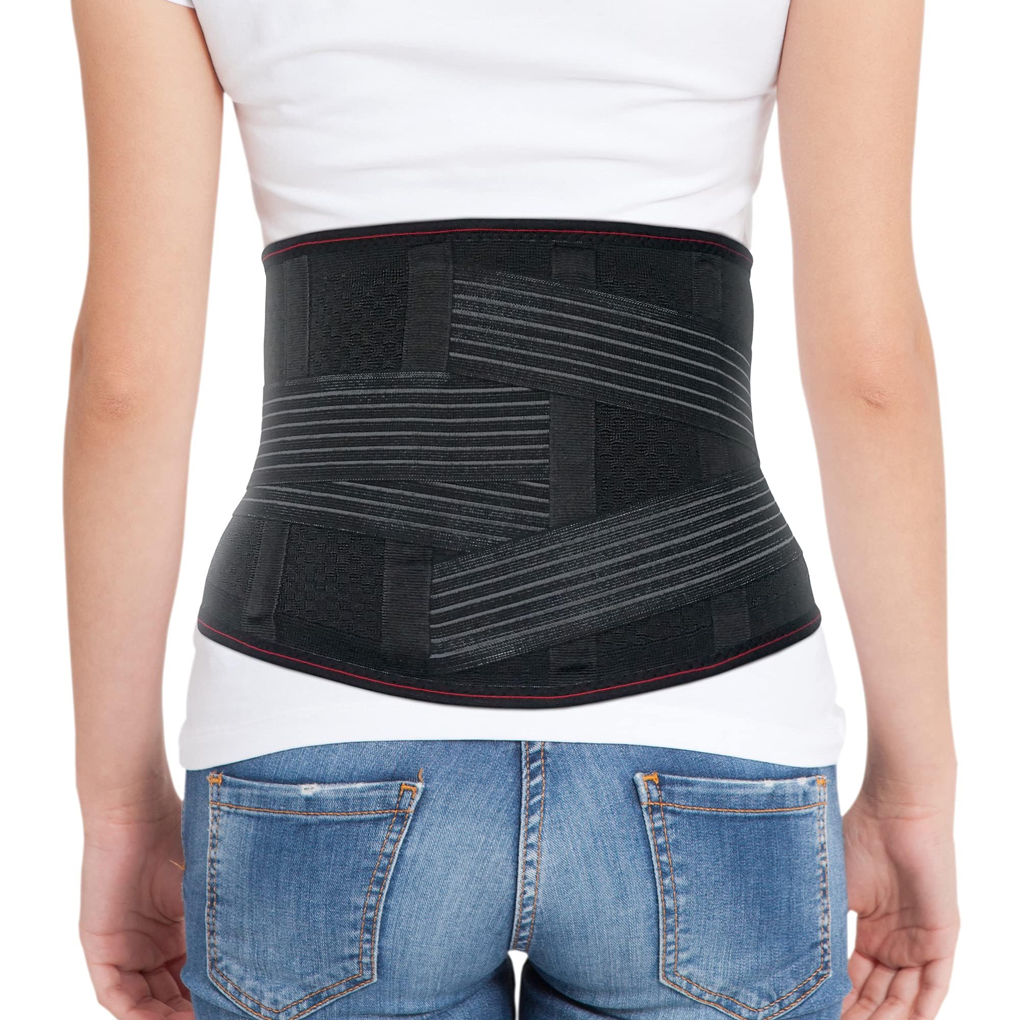 ORTONYX Cinturón de soporte lumbar Soporte lumbosacro para la espalda - Diseño ergonómico y material transpirable - M/L (Cintura 80-100 cm) Negro