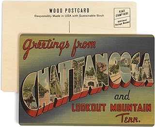 Greetings from Chattanooga, Tennessee (4x6 Birch Wood Postcards, 2-Pack Stationary, Rustic Home Wall Decor)