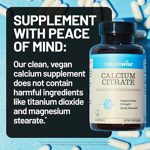 Miniatura 8 de NatureWise Cápsulas de citrato de calcio de 500 mg - Suplemento para la salud ósea - Fácil de digerir y absorber - Vegano, sin OMG, sin gluten - 90