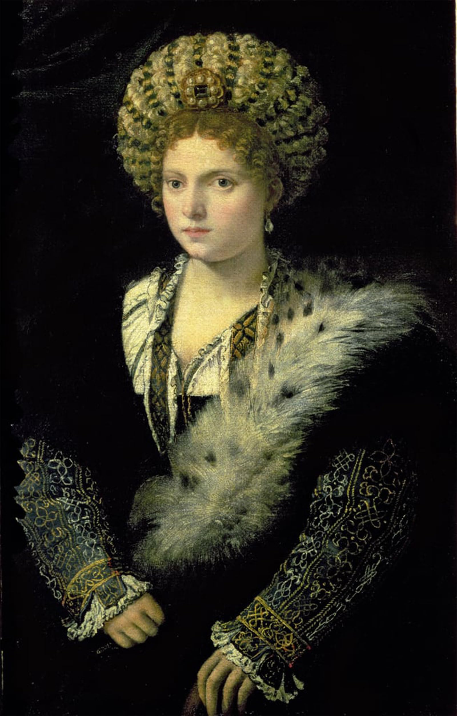 SERENDIPITP Abstract Painting Mural Print Picture Wall Decor Painting Portrait of Isabella D'este by Tiziano Vecelli Vintage Wall Artwork for Home Decor 60x90cm