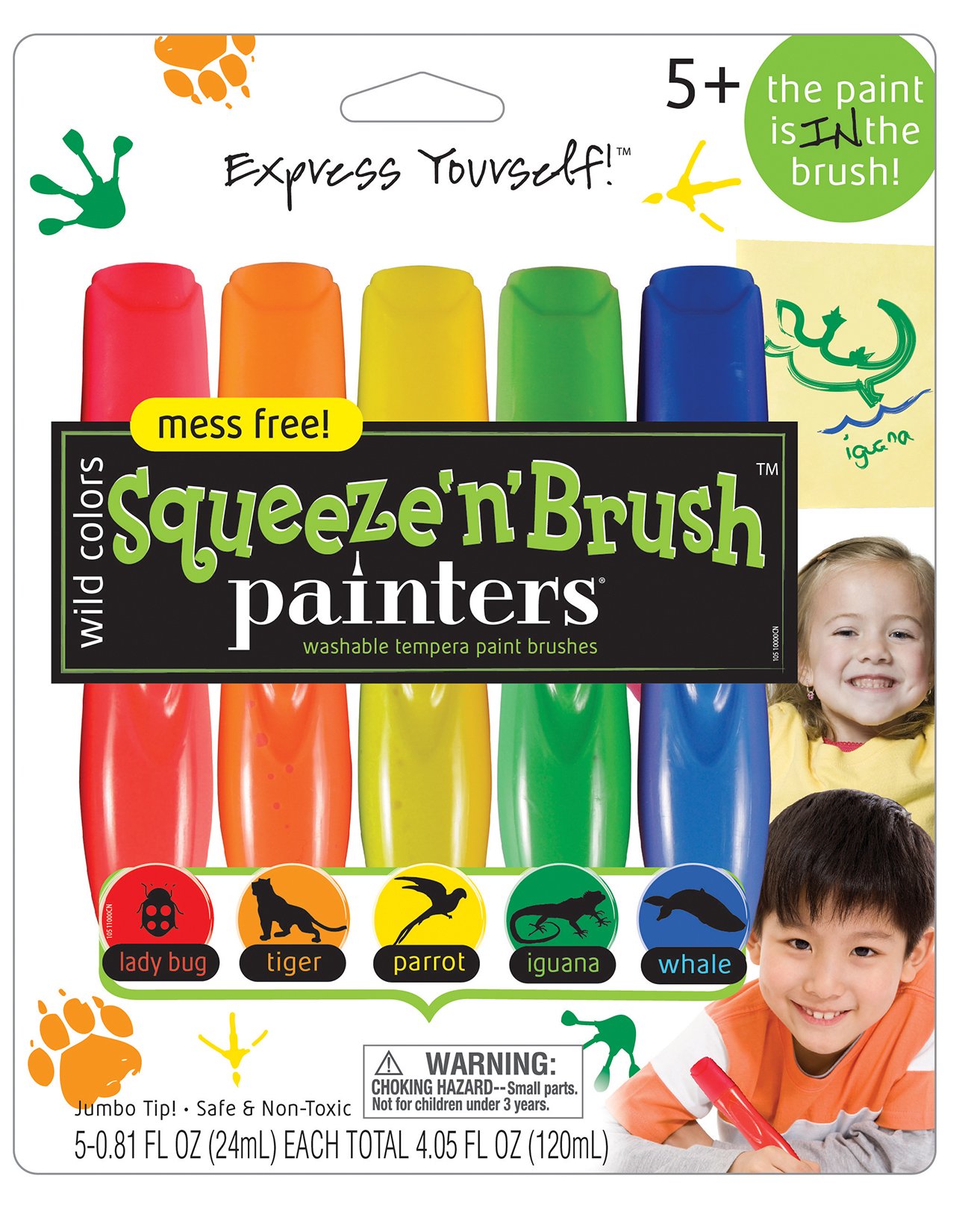 Buy ELMERS Painters Squeeze 'n Brush Washable Tempera Paint Brushes, 5