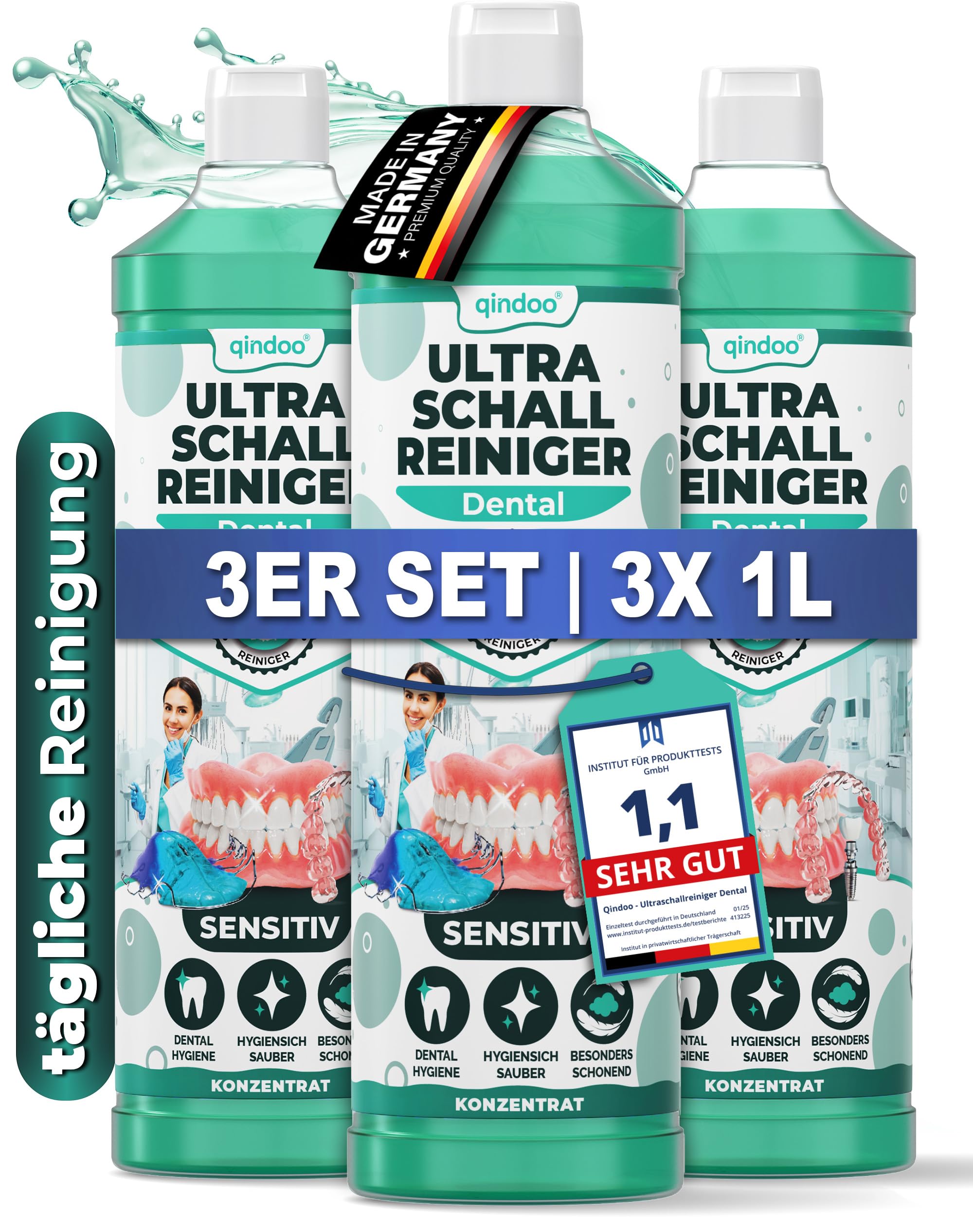 Prothetik & Dental Ultraschallreiniger Konzentrat, Effektive Reinigung für Dentalprodukte, Ultraschall Dentalreiniger, Zahnprothesen (3 Liter)