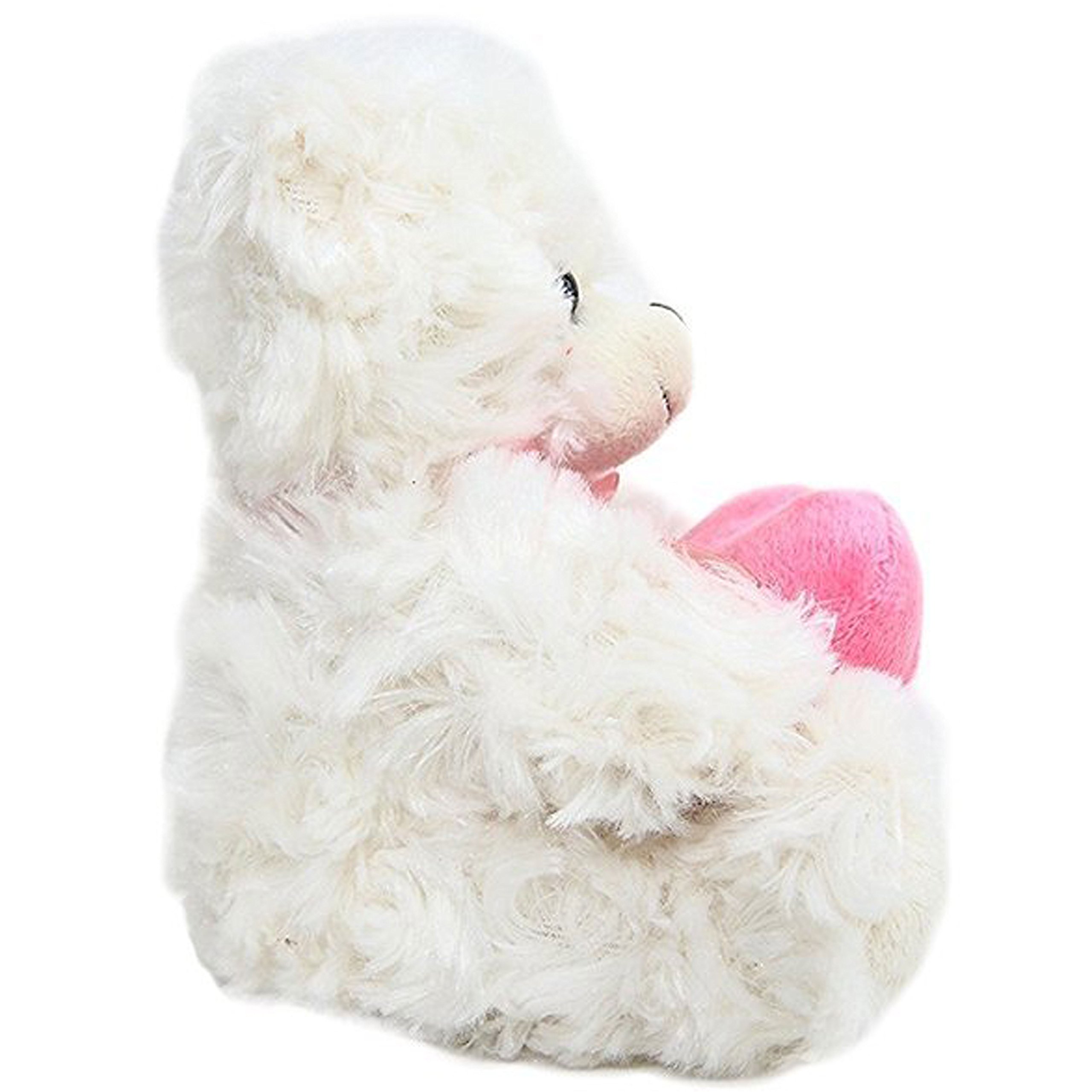Amazon.com: Plushland Cream Bear, Holding a Heart in Pink Printed