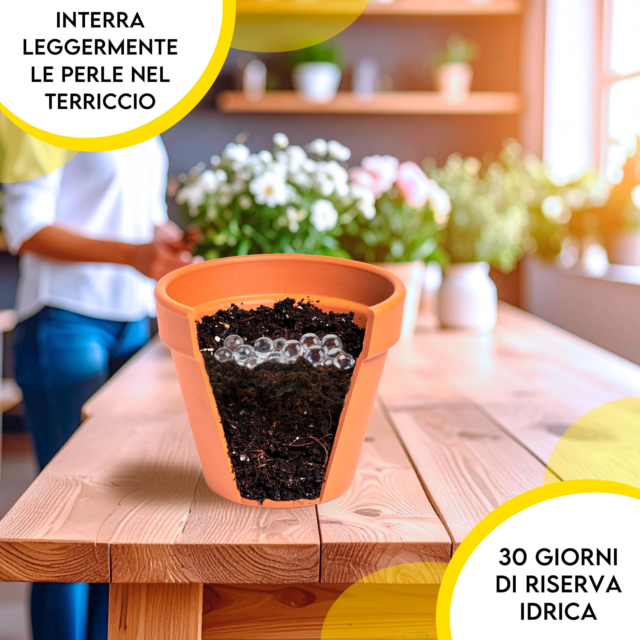ZOMA - Palline Gel per Piante Pronte all'Uso 100% Naturali, Sfere gel per piante garantiscono fino a 30 giorni di Idratazione Costante, Acqua Complessata per vasi Palline Decorative e Funzionali 1L