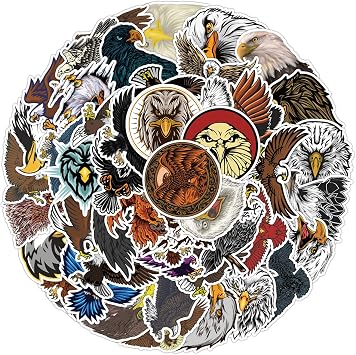 50 Pcs Hawk Stickers Pack for Kids Teens Adults, Cool Bald Eagle Stickers, Waterproof Vinyl Stickers and Decals for Water Bottle Laptop Flasks Tablet Cup Bike Helmet Phone Car