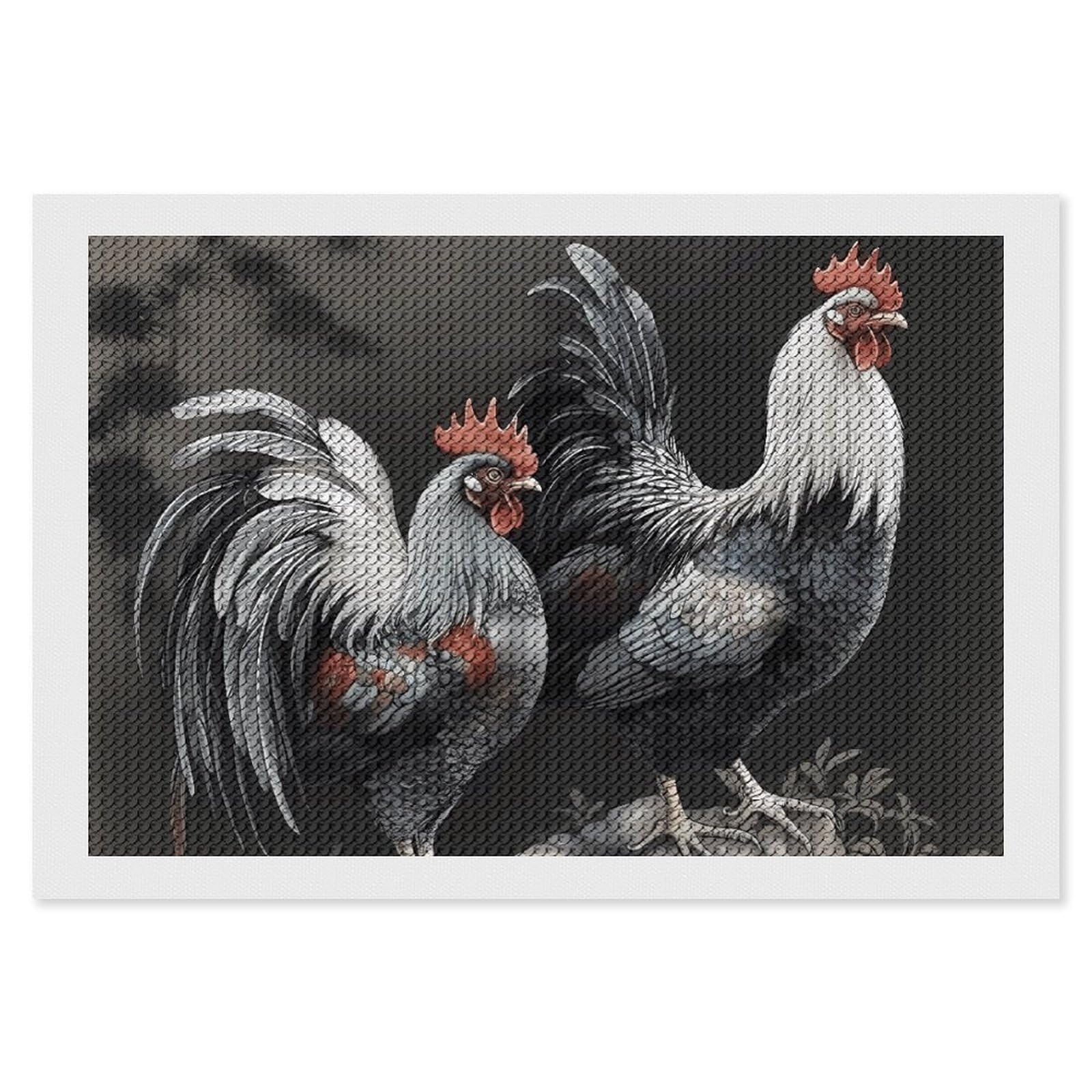Rooster Pattern Diamond Art Kits for Adults, DIY 5D Diamonds Painting Kits for Beginner, Round Full Drill Diamond Dots Painting, 8"x12" Diamonds Pictures Gem Art and Crafts Wall Decor