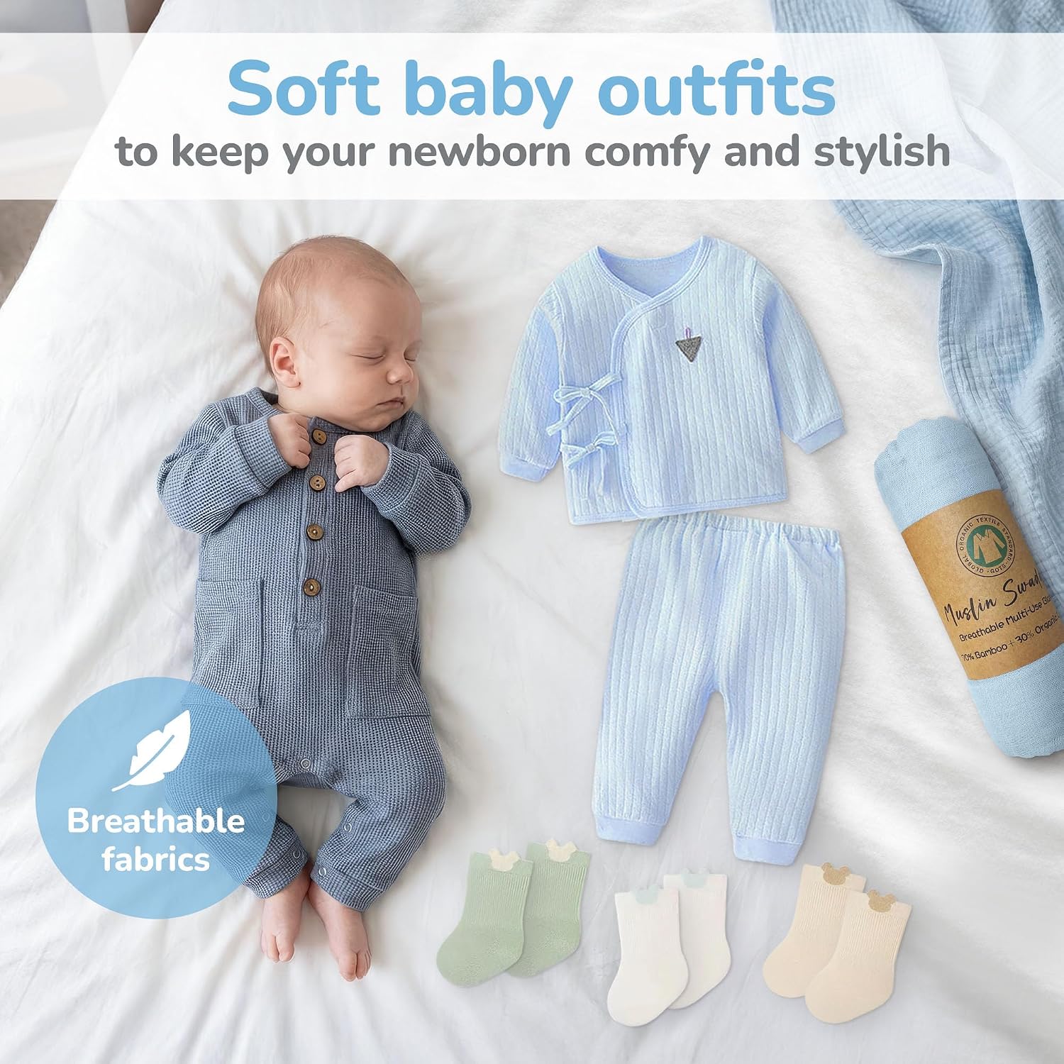 New Baby Boy Gift Basket in a Diaper Bag | Unique Gift Set for a New Mom Grey, Blue Baby Gift Set. Welcome Baby Care w/Newborn Essentials Bundle for After Labor Gift or Expecting Moms Baby Shower