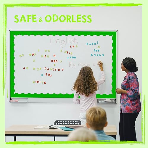 Miniatura 3 de Bordes de tablón de anuncios de 60 pies, borde ondulado verde puro con diseño de línea ondulada para decoración de escuela, aula y oficinas