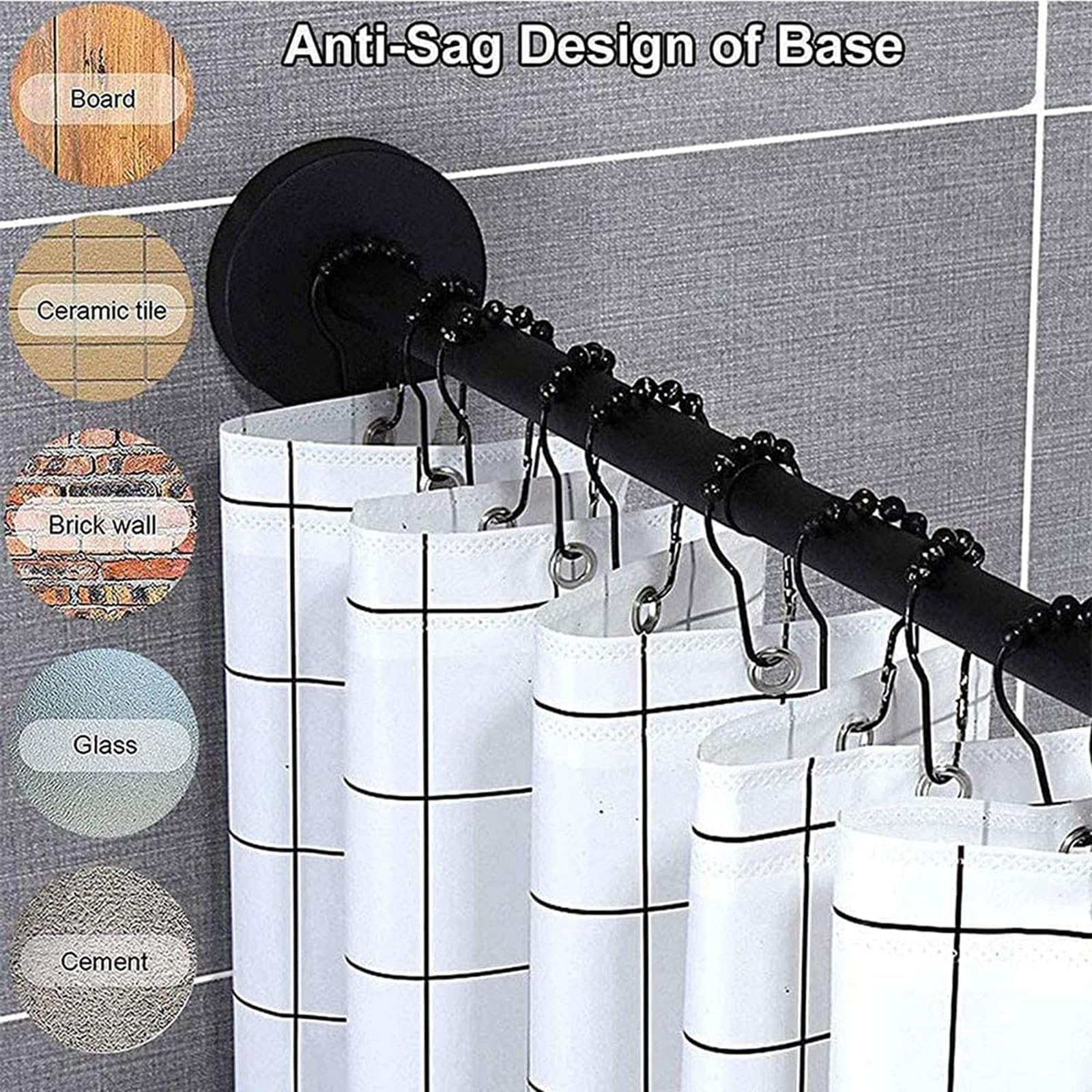 Tringle Rideau Douche Angle, Barre Douche Angle, Tringle Rideau Douche Extensible pour Salle De Bain, Baignoire, Magasin De Vêtements(Size:D 70-95cm x 105-165cm,Color:Noir)