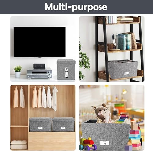 Miniatura 6 de Caja de almacenamiento de discos de vinilo para LPs de 7"/45 RPM, estuche gris con tapa, capacidad para hasta 80 álbumes, caja para CD, organizador