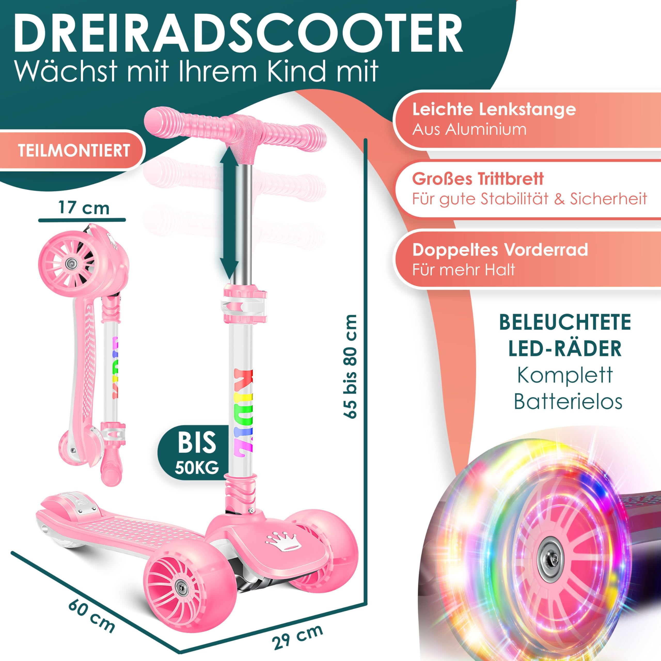 Sefaras Kinderstep - Step met 3 Wielen - Lichtgevende Wielen - Voor kinderen boven de... | bol
