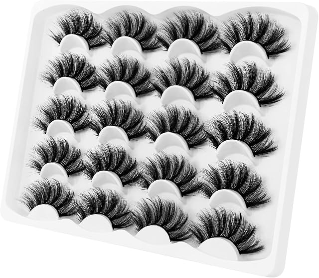 KOUSEI False Eyelashes 10 Pairs Long Faux Mink Lashes Soft Thick Dramatic Fluffy Look Fake Eyelash Handmade No Glue