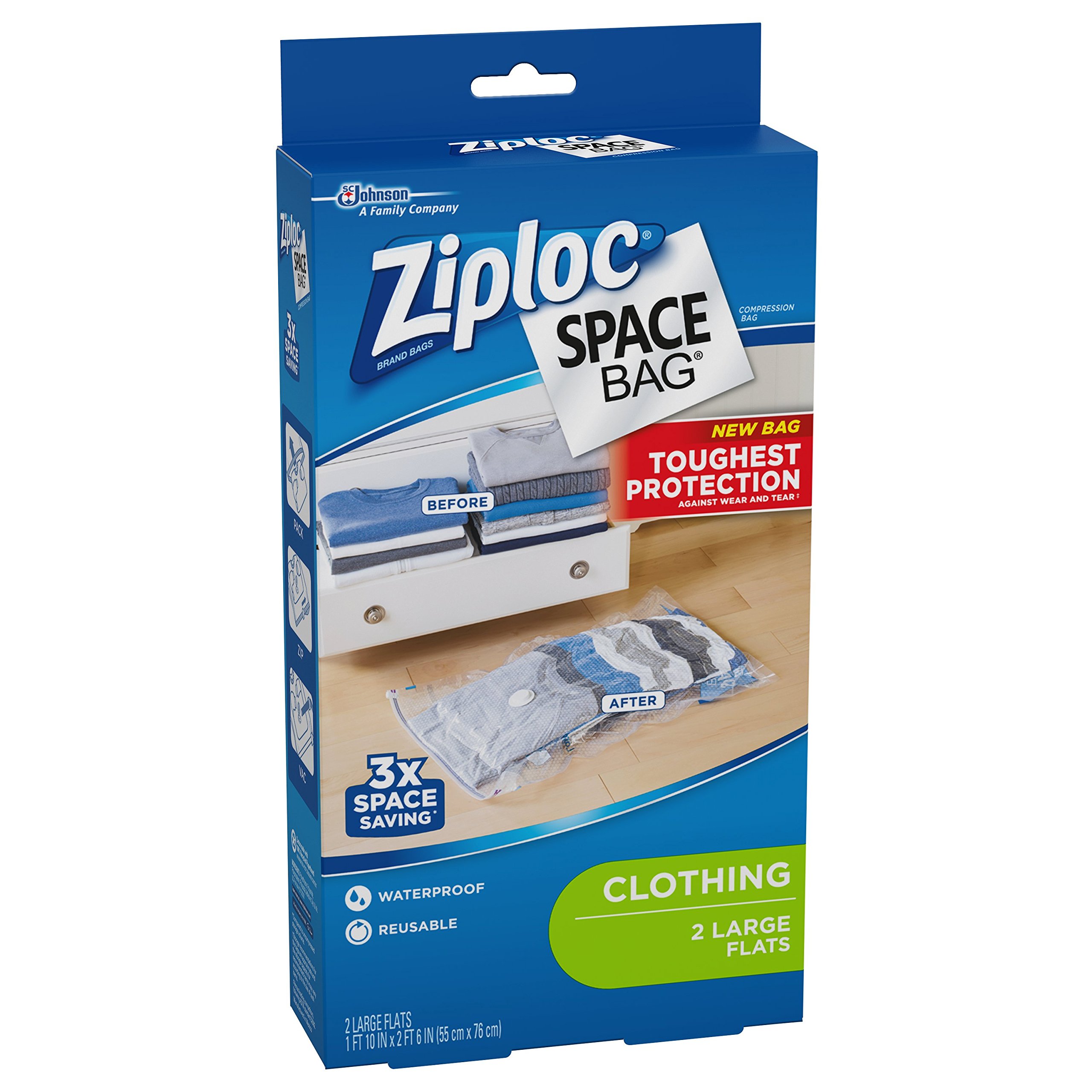 Ziploc Space Straight Pack Large, 2 ct Storage Bag, 2 Piece
