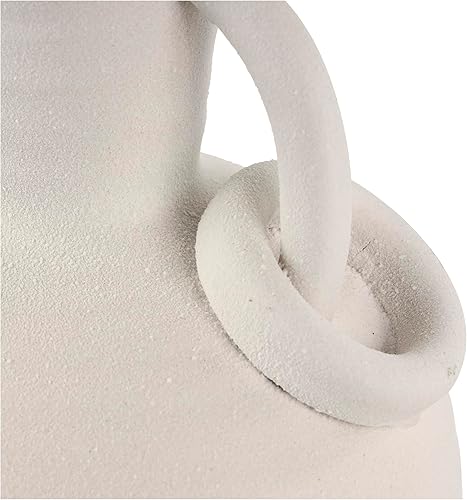 Miniatura 5 de Deco 79 Jarrón decorativo de cerámica con textura para centro de mesa con asas de anillo, florero para decoración del hogar, 9 x 8 x 13 pulgadas,
