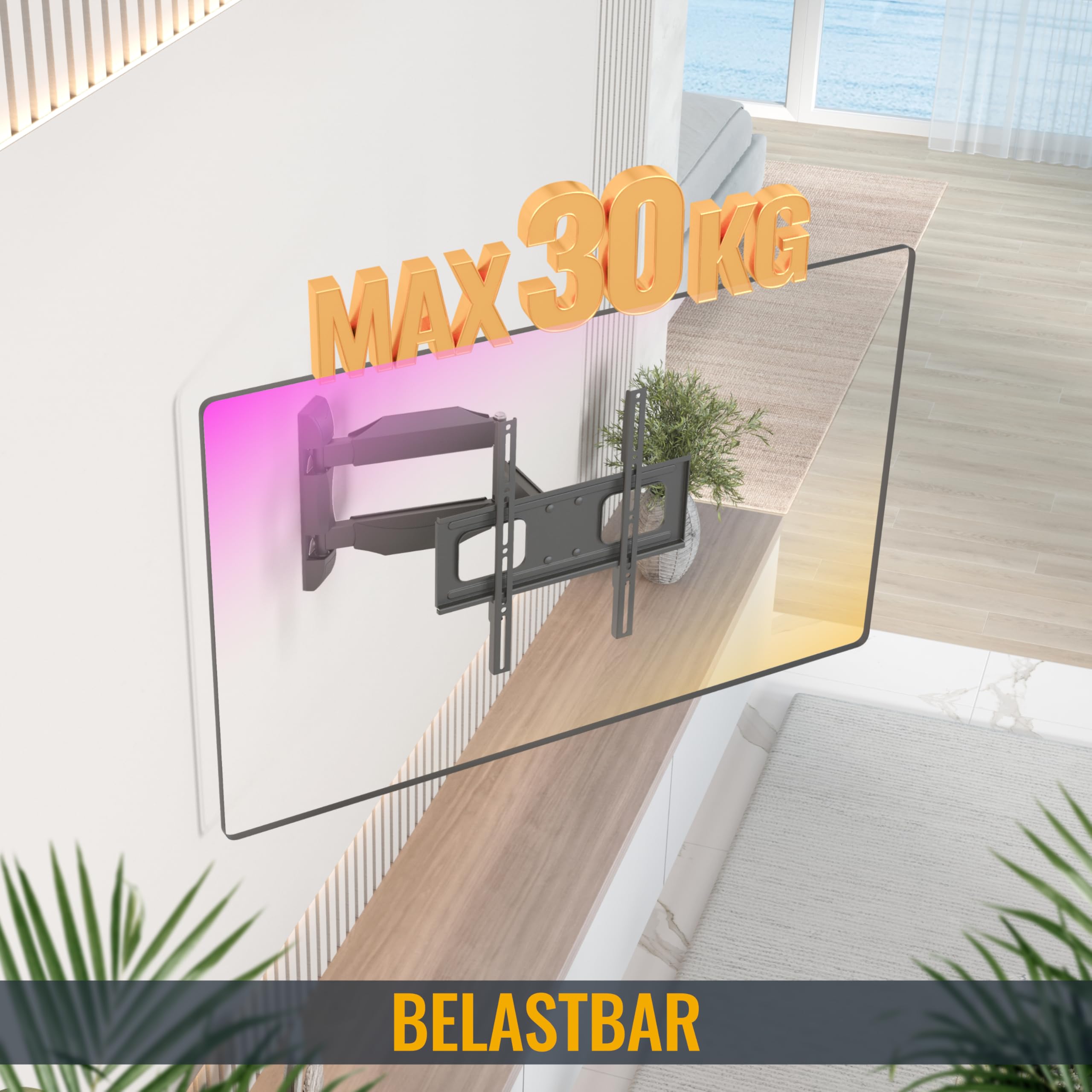 Supporto TV Parete RICOO S2622 Girevole Per TV 27-50 Pollici - Inclinabile E Regolabile - VESA 200x200 - Foto 7