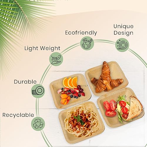 Miniatura 4 de Paquete de 100 cuencos desechables de hoja de palma de 5.5 pulgadas, cuencos compostables para sopa, ensalada y cereales. Cuencos biodegradables