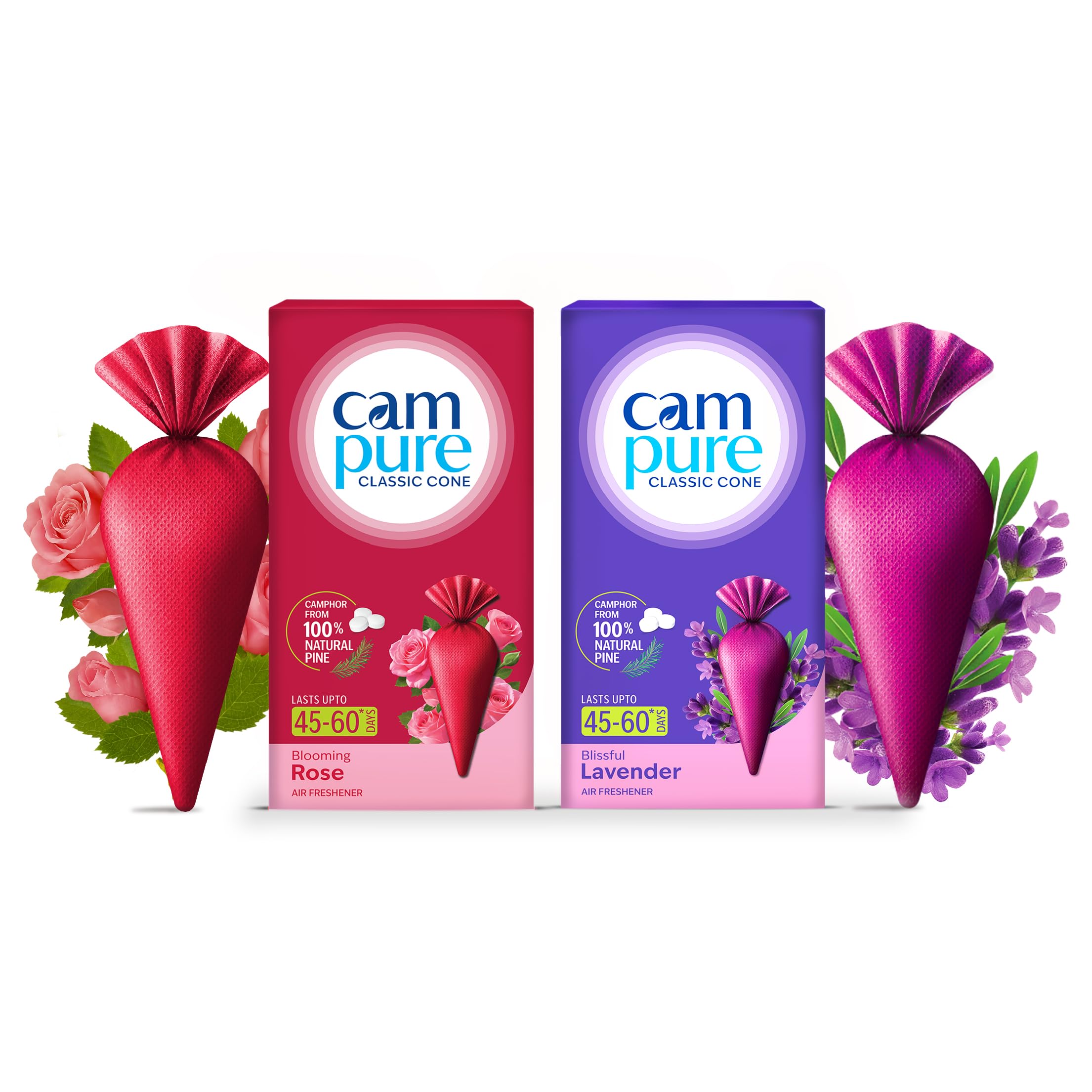CamPure Camphor Cone (1 Rose + 1 Lavender) Pack Of 2-100% Organic | Air Freshener For Car, Wardrobe, Office Cabin's, Drawers, Travel Bag & Bathroom-image-48