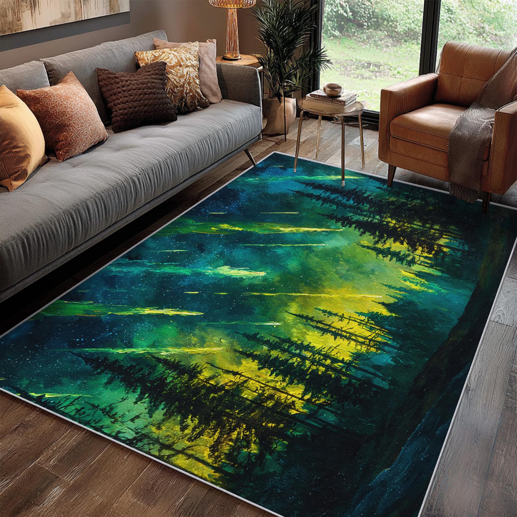 Tapis de salon aurore boréale pour une décoration de chambre cocooning