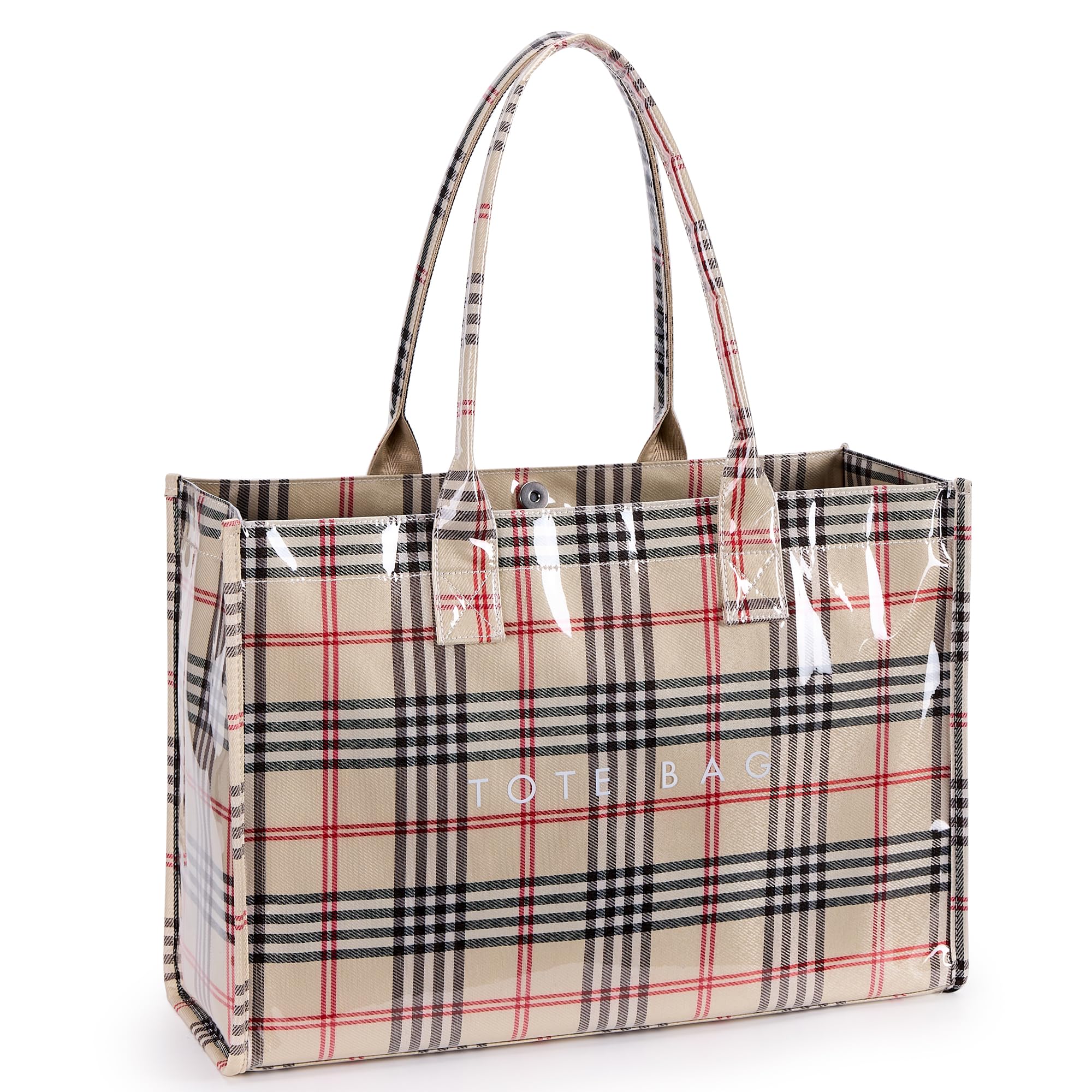 KALIDI PVC Tote Bag Women’s Kraft Paper Work Handbags Purses with Top Handle