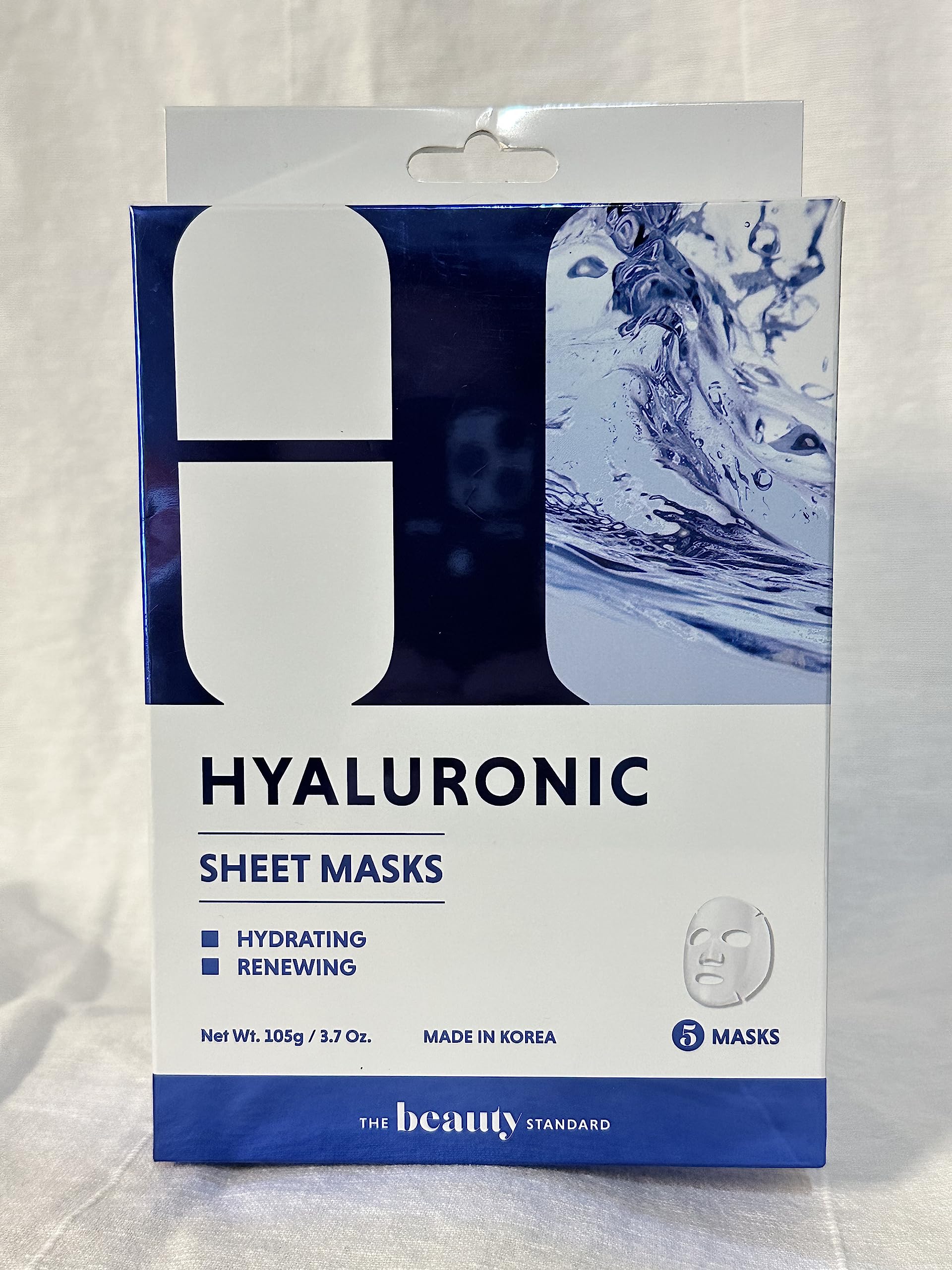Hyaluronic Acid Sheet Face Mask - Skin Firming, Anti-Aging, Moisturizes & Plumps Skin - Dermatologist Tested, Cruelty-Free Korean Skin Care for All Skin Types - 5 Masks