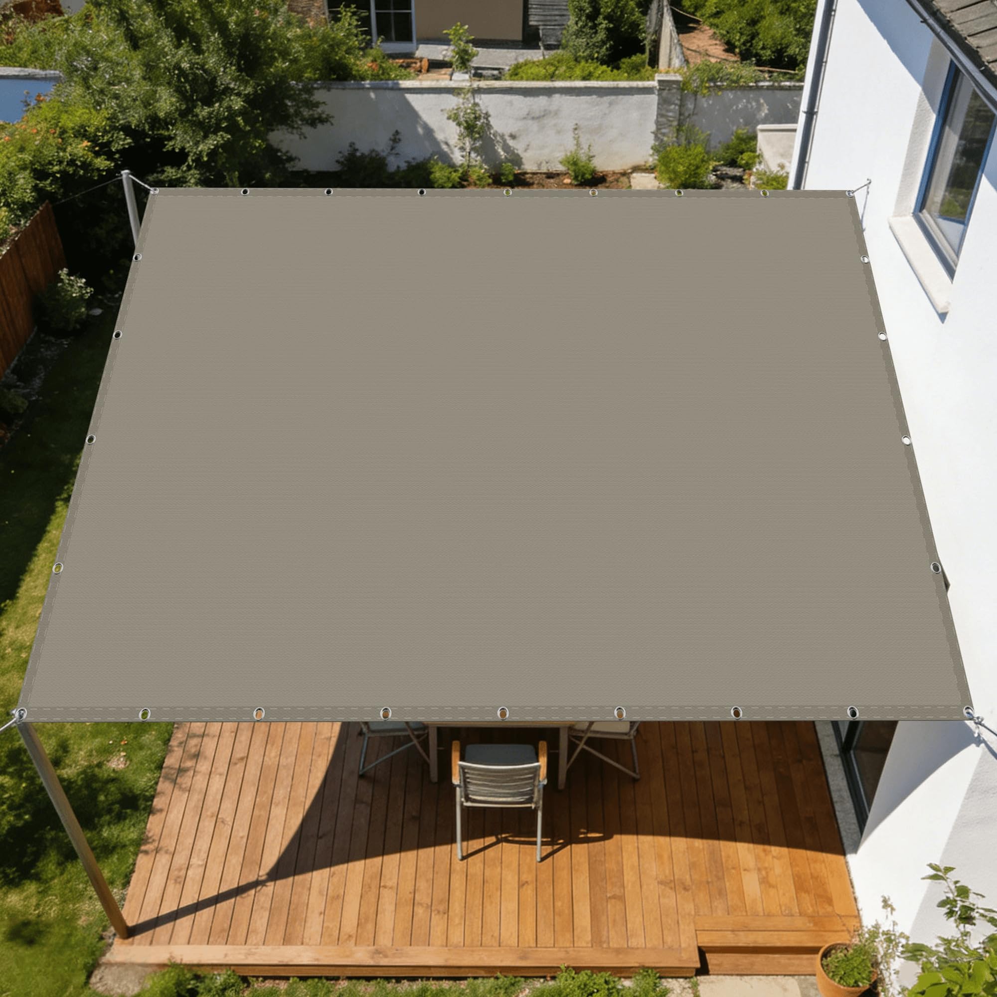 Voile d'ombrage rectangulaire 3x3.5m sable et taupe pour jardin