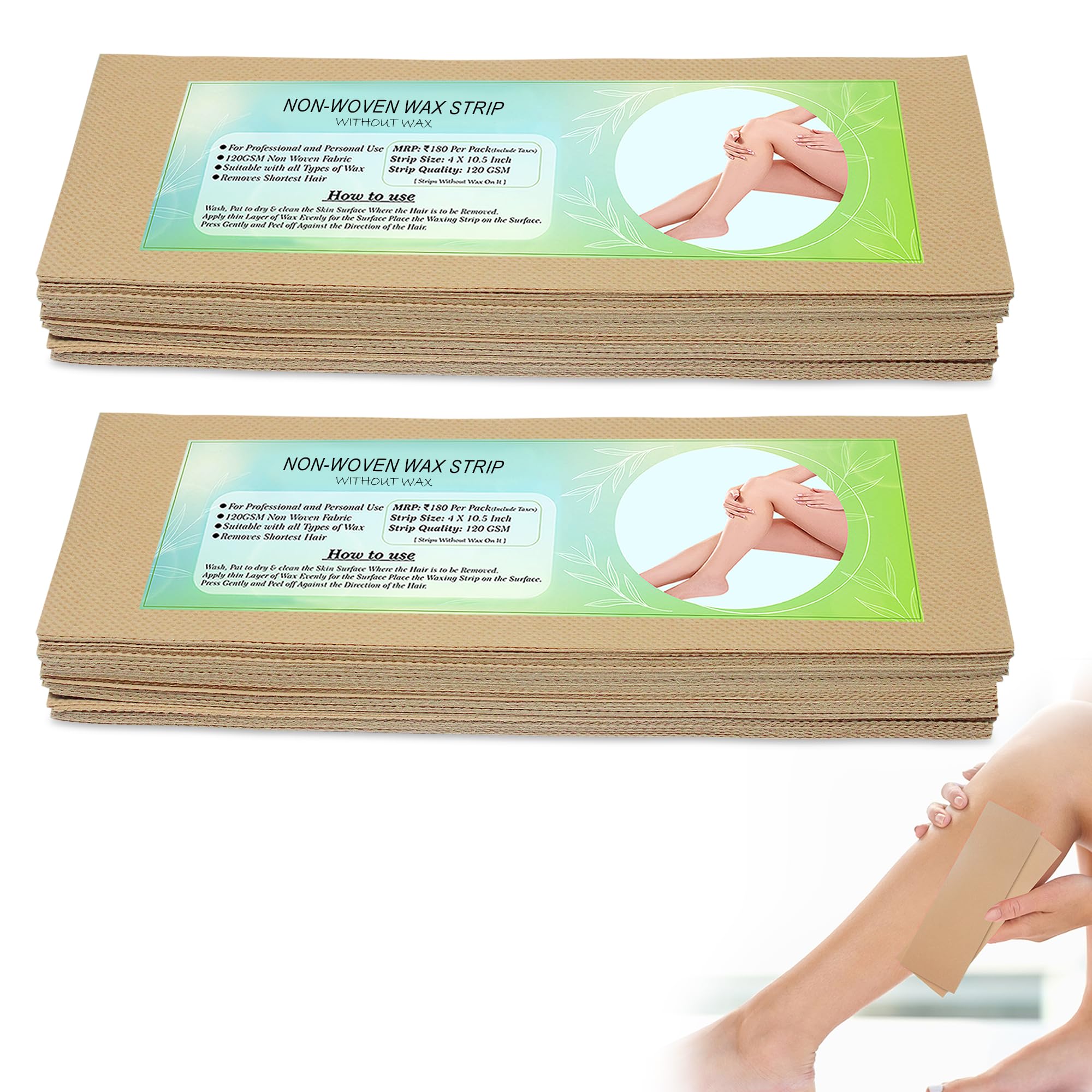Wax Strips for Smooth Skin Without Wax, Pack of 2 (140 Pieces) Beige Strips, Hair-Free Skin Gentle & Effective Hair Removal Nonwoven Strips-image-42