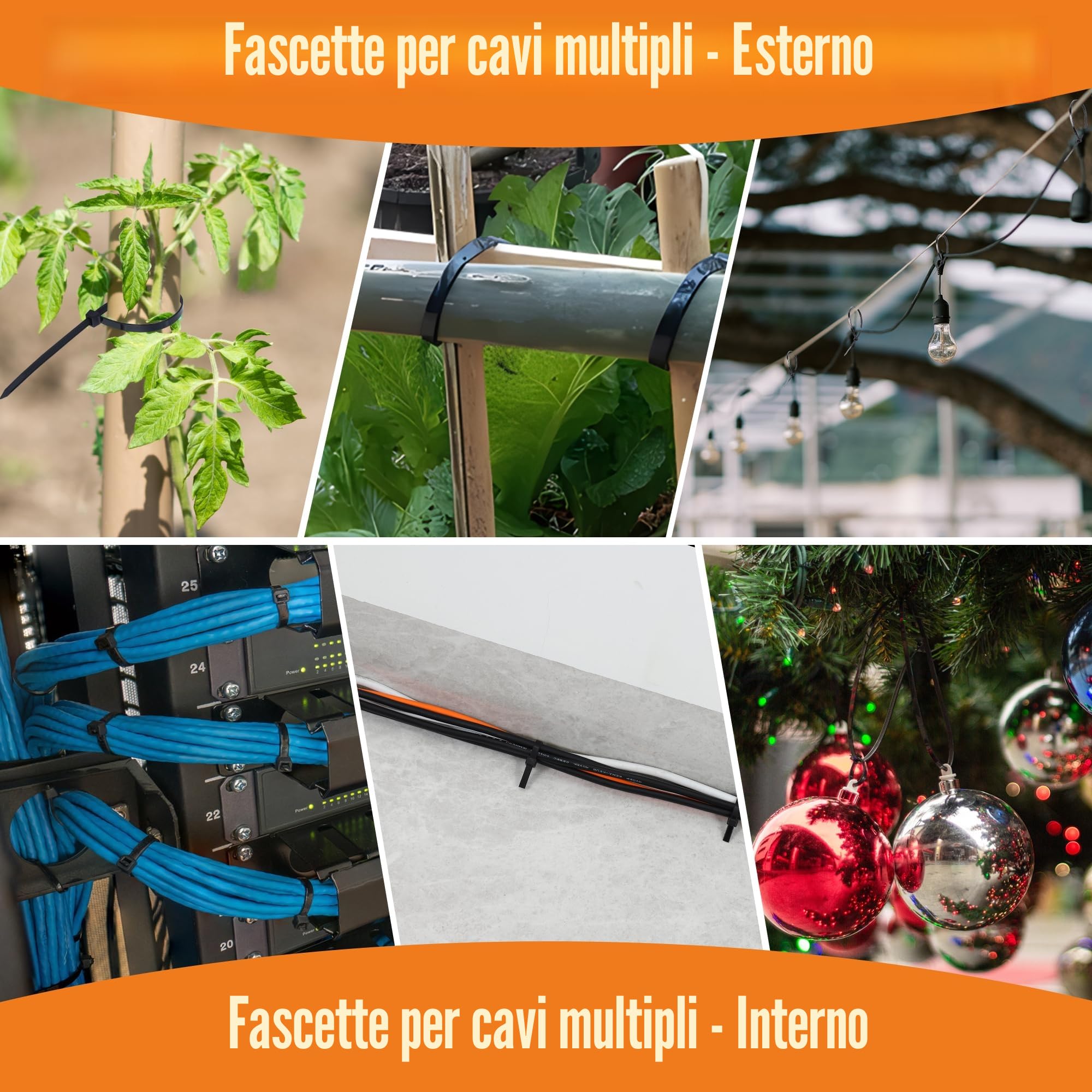 Fascette Elettricista Nere 1000 pezzi 100-300mm Plastica Resistente Alla Temperatura 18 kg