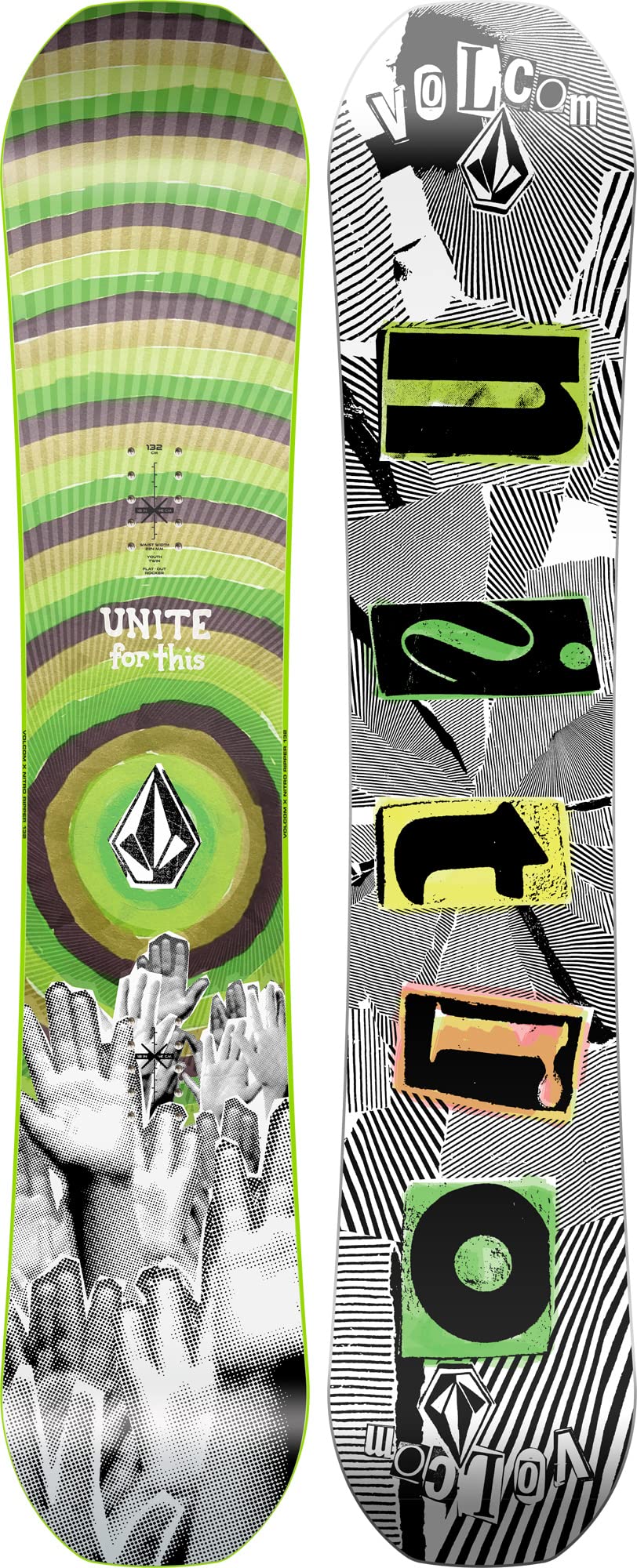 Amazon.com : Nitro Ripper X Volcom Snowboard Kids Multi-Coloured
