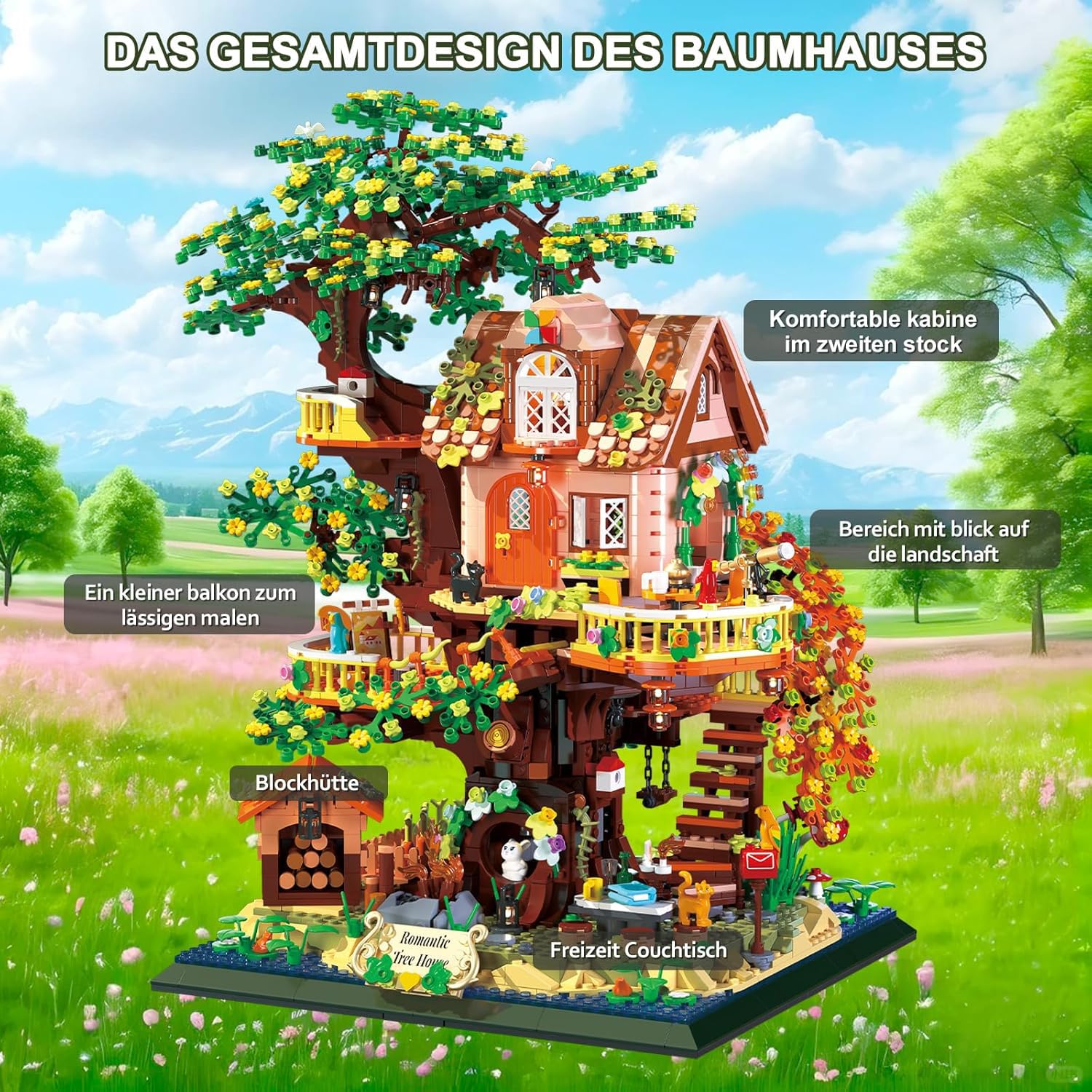 HIGH GODO Set di mattoncini da costruzione micro con LED, 3196 pezzi, per giardino, casa, albero, piante, fiori, animali, architettura, regalo creativo per adulti, donne e ragazzi