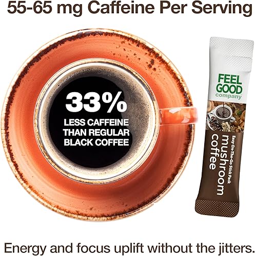 Miniatura 9 de Feelgood Company - Café de hongos con 10 hongos orgánicos y café arábica, 30 paquetes de barritas, cero azúcar añadido, apoya la salud inmunológica