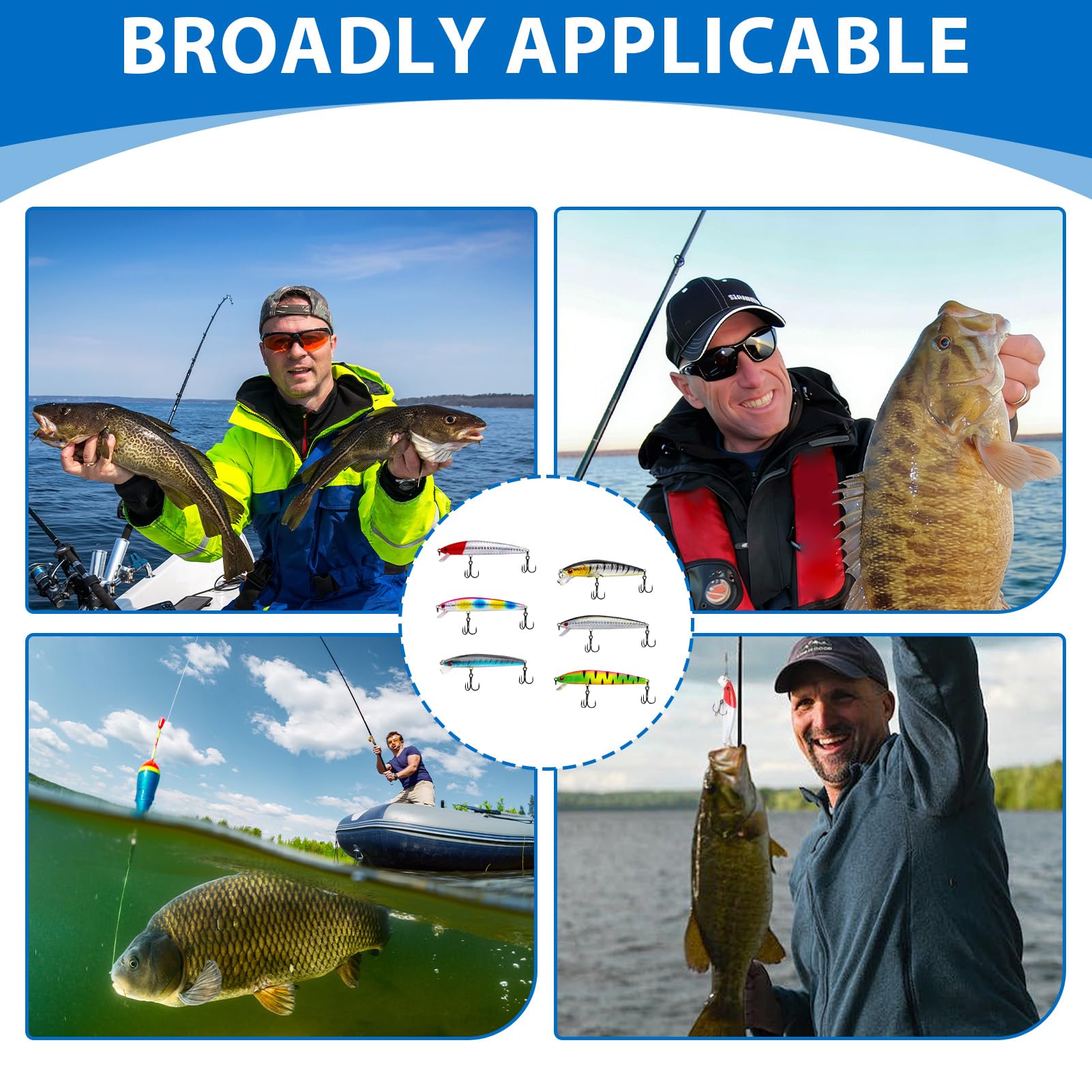 6 Piezas Cebo para Pesca Marina, Señuelos de Pesca Spinning para Trucha, Perca, Lucio, Perca, Cebos para Lubina para Pescas Marina en Agua Salada y Agua Dulce