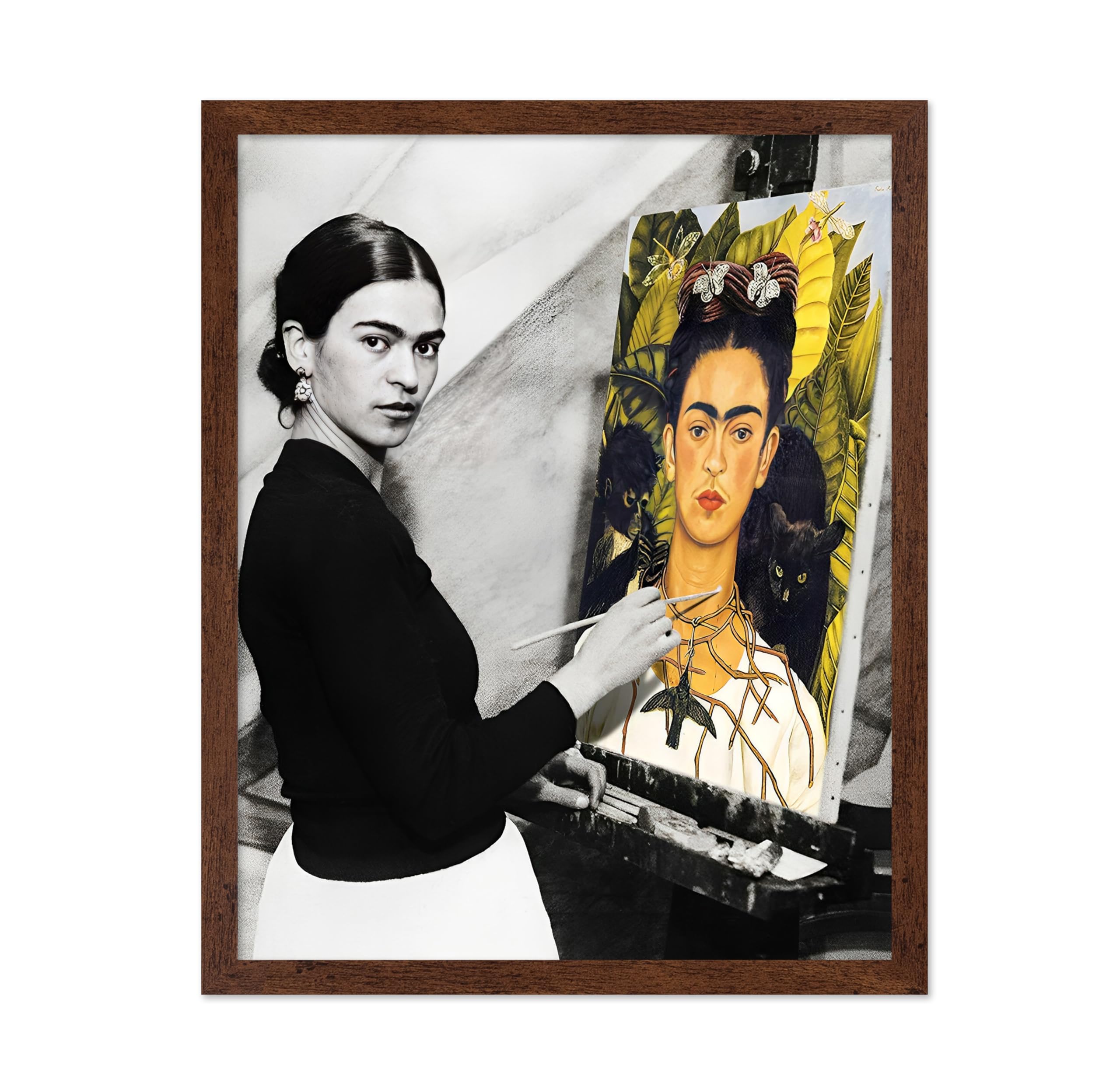 Monem Art Vintage Frida Poster - Retro Self Portrait Print - Photography Art - Mexican Painter Wall Art - Gift for Fan, Him & Her - Decor for Living
