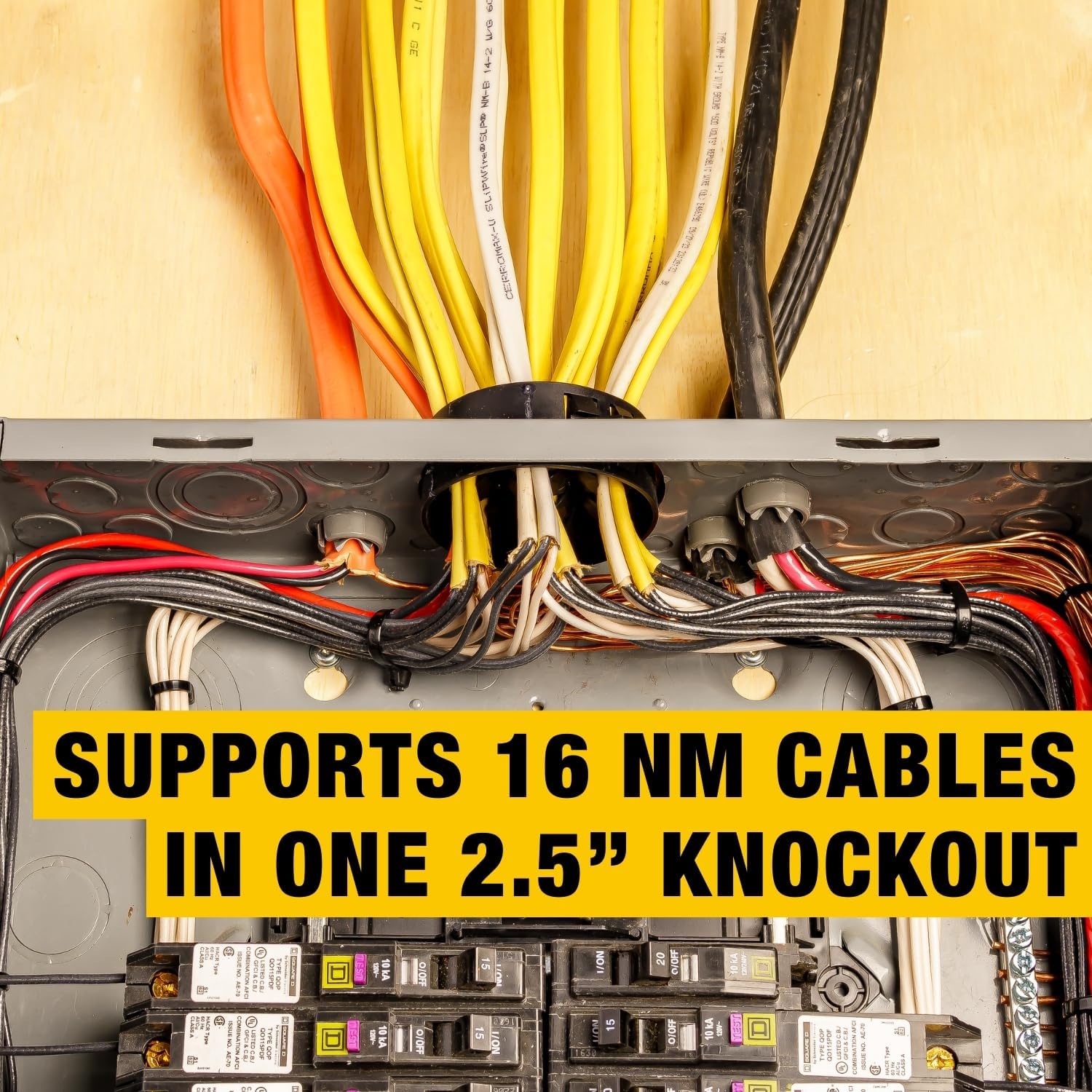 Wire Waffle Connnector for 2.5" KO's - 4 Pack, NM Cable Connector, 16 Cables in 1 Knockout, UL Listed & NEC Compliant (KO25W.P4)