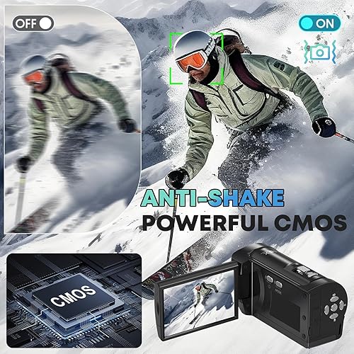 Miniatura 6 de Cámara de video 2.7K Camcorder QHD 50MP Cámara de YouTube para Vlogging Webcam Zoom digital de 16X con tarjeta SD de 32G Pantalla de rotación de 270