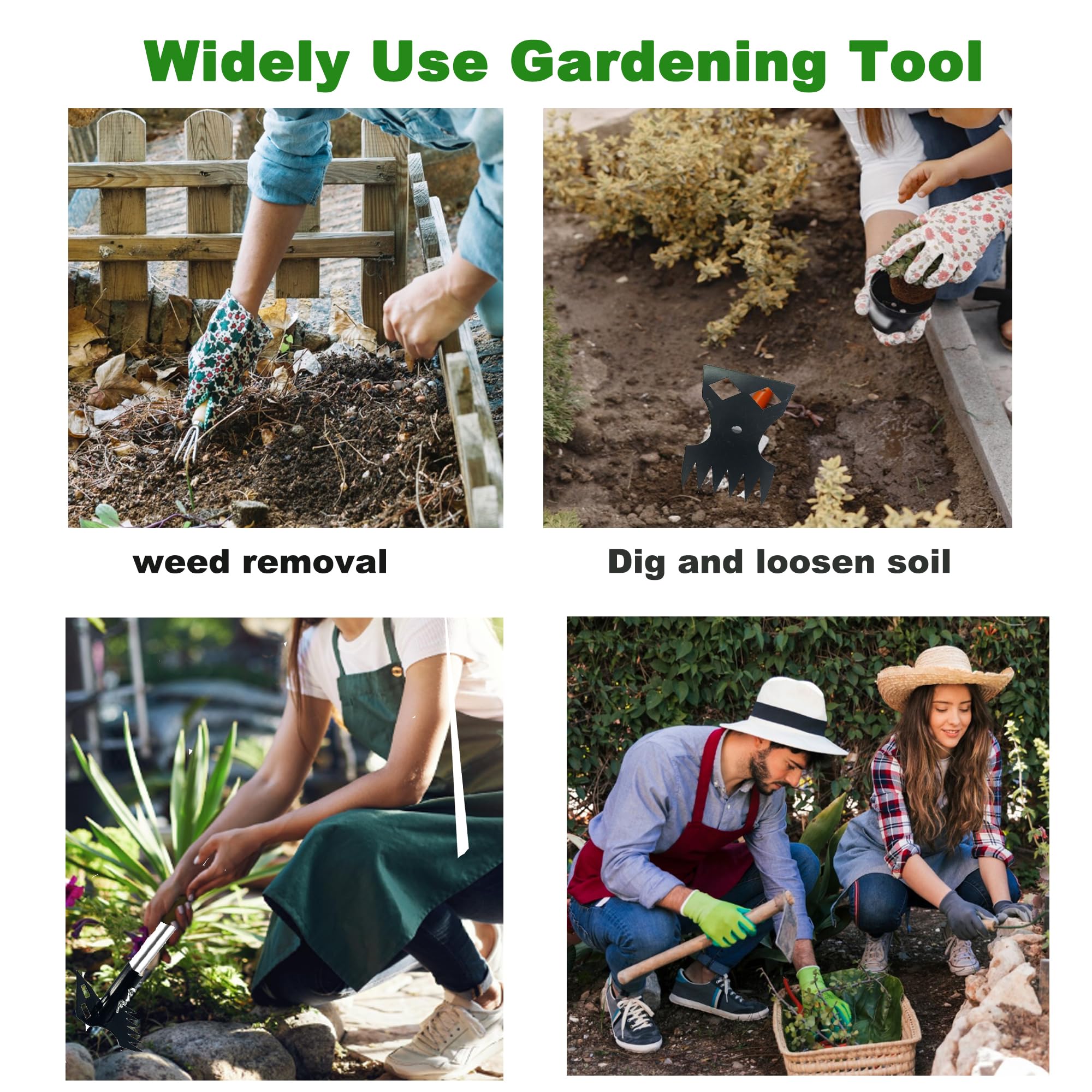 Estrattore di erbacce con manico lungo, manico staccabile da 148 cm, rastrello manuale 2 in 1 e zappa da giardino, resistente per dente di leone, cortile, prato, patio, giardino (nero)