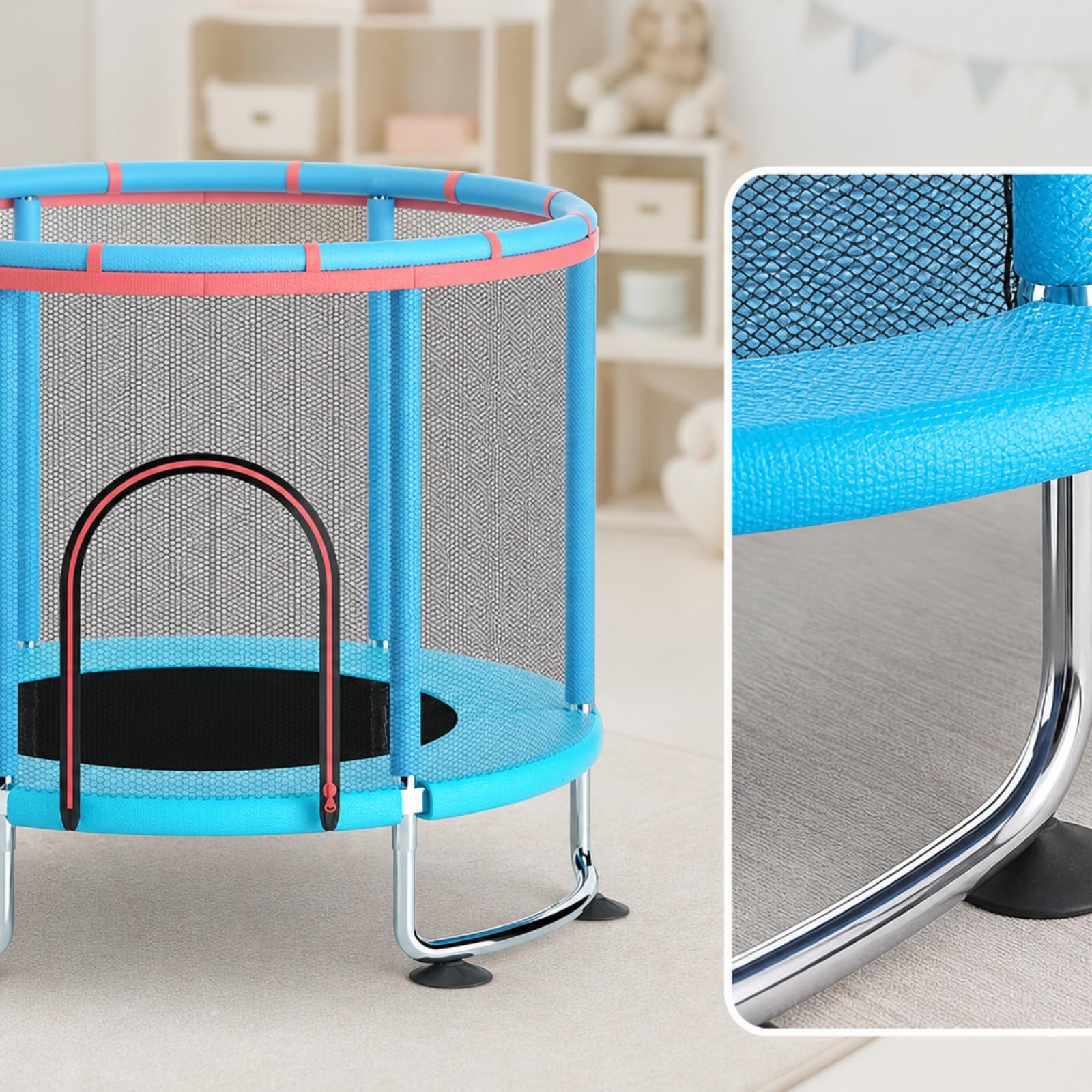 MagiDeal con Maniglia per Bambini Struttura in Acciaio Galvanizzato Superficie in PP Design Compatto da 14 Metri Adatto per Salto E Divertimento in Casa