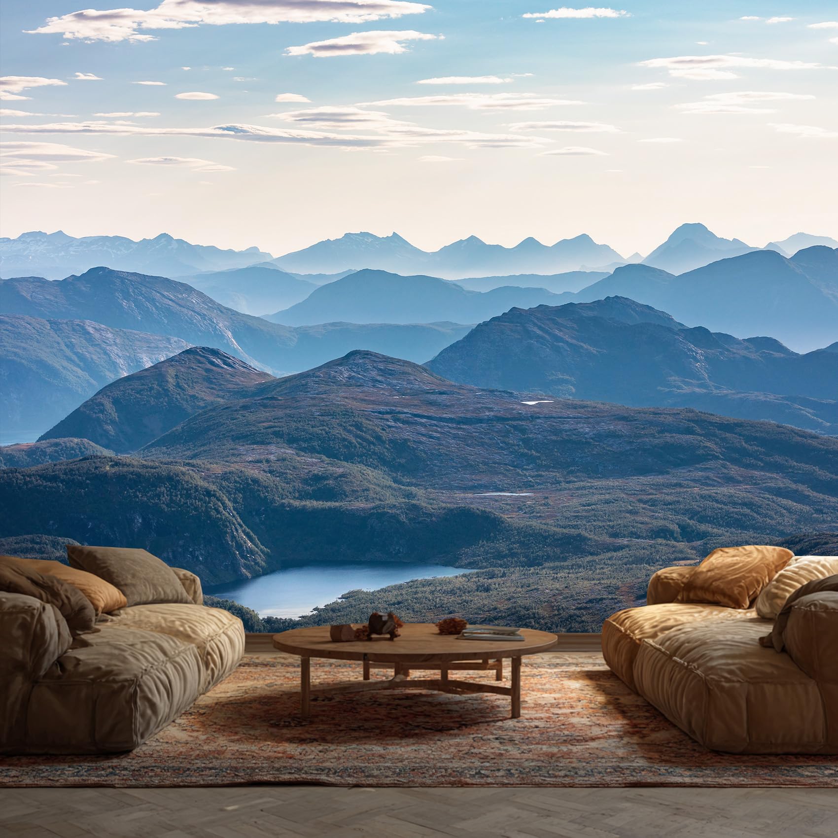 Mountain Wallpaper, Natural Scenery Mural Wallpaper, Mountain Room Decor Wall Art for Living Room Bedroom Kitchen 350L x 256W cm