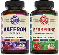 Vista 1 de Extracto de azafrán puro y paquete de berberina premium (una botella cada uno). Apoya el estado de ánimo, impulso de energía, función metabólica.