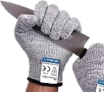 Dowellife Gants résistants coupés Niveau de qualité alimentaire 5 Protection, sécurité Gants de cuisine pour la découpe d'huîtres, le traitement des filets de poisson, le slivage de la Mandolin, la coupe de viande et le carving du bois, 1 Paire (moyenne)