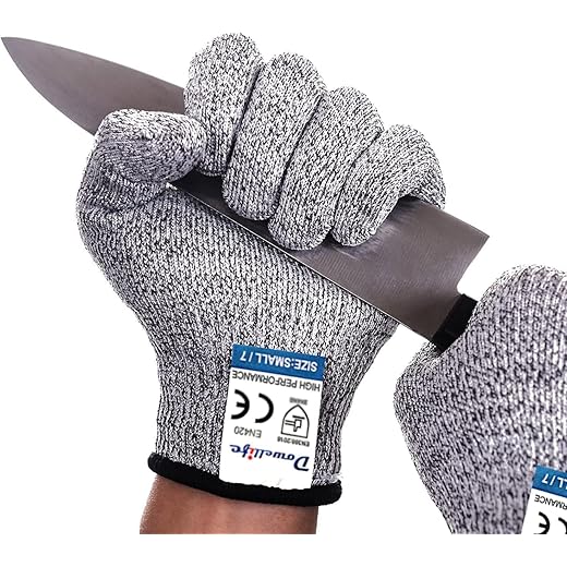 Dowellife Large Grey Protective Gloves with Cut Resistance, Machine Washable
