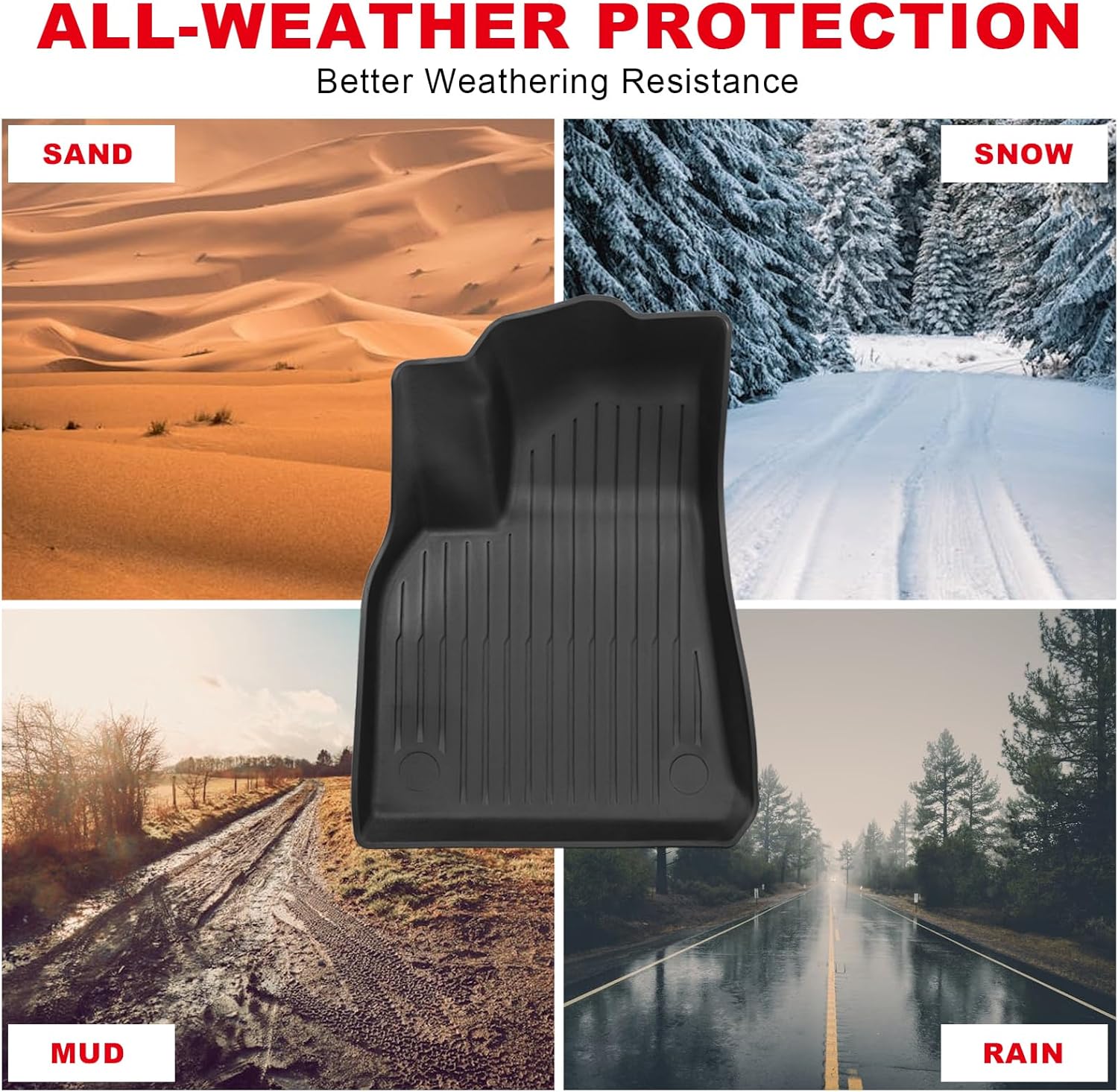 Big RED Floor Mats for Tesla Model Y: 2025 2026 Custom Fit, 100% TPE All Weather Cargo Liner Trunk Accessories, Set of 3 Mats (Not Fit 7-Seat)