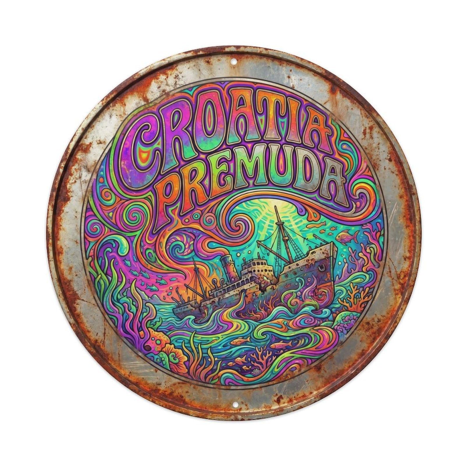 Premuda Shipwreck Croatian Retro Color Island Travel Metal Tin Sign