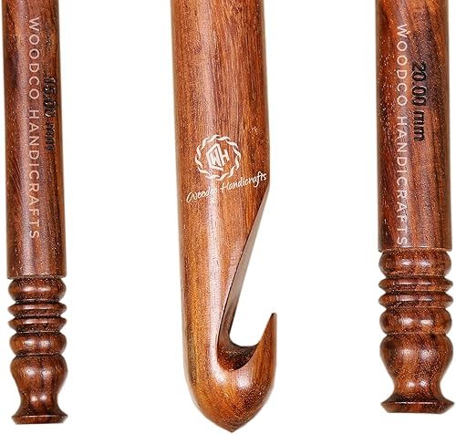 Miniatura 4 de WCH - Juego de 3 ganchos de madera para ganchillo con asas ergonómicas de agarre suave, ganchos de madera de ganchillo de tamaño 15200.984 in,