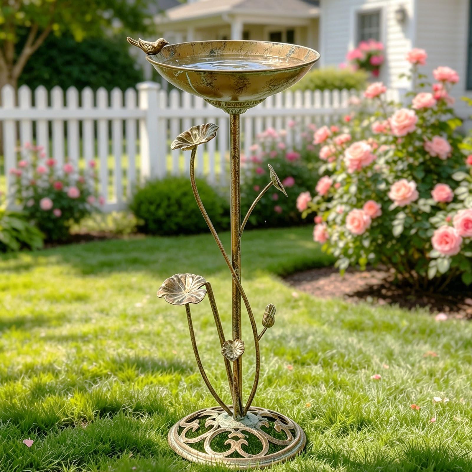 29 cm B x 72,4 cm H Vogeltränke aus Gusseisen Podest Vogeltränke für den Außenbereich | Vogeltränke für draußen Vintage Metall Vogeltränke Garten Hof Dekoration