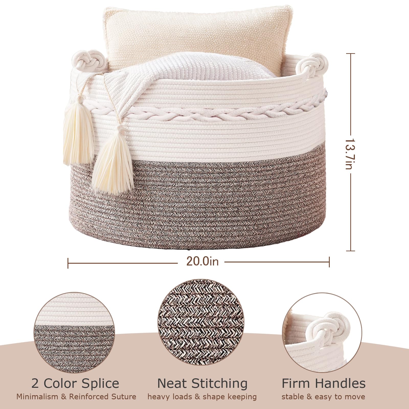 Quincunx Large Cotton Rope Basket (20